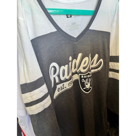 NFL Team Apparel Women’s Raiders 3/4 Sleeve Shirt Size V-Neck Small S new - Picture 2 of 10